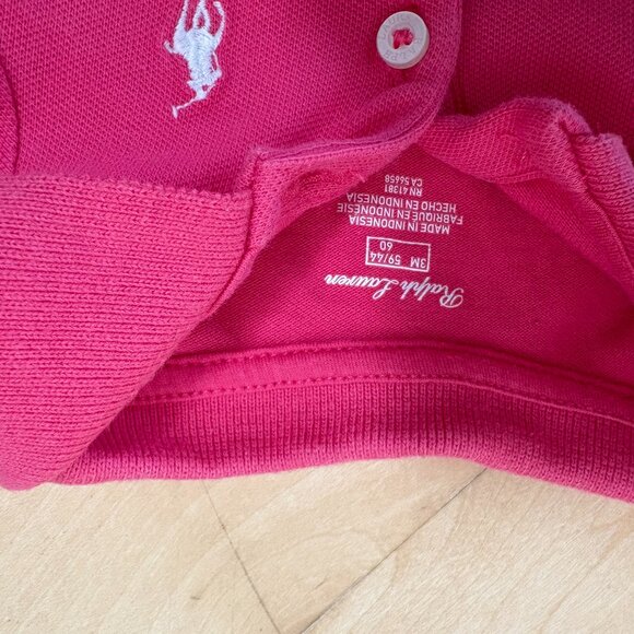 Girls Ralph Lauren Polo Shortall Romper Fushia/Dark Pink Ruffles  3 Months - Picture 4 of 4